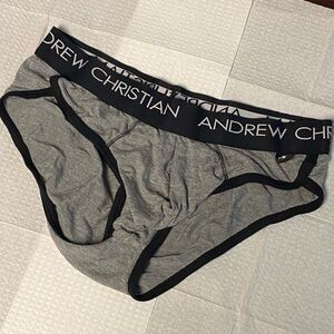 NWOT Andrew Christian Briefs, Size Medium, Grey